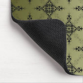 Tapis De Souris Vert olive et damassé noir (Coin)