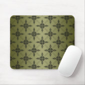 Tapis De Souris Vert olive et damassé noir (Avec souris)