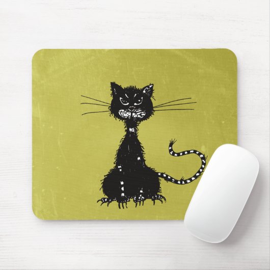 Tapis De Souris Vert olive mauvais en lambeaux mauvais de chat (Avec souris)