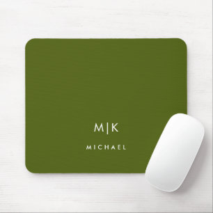 Tapis De Souris Vert olive Monogramme Moderne