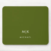 Tapis De Souris Vert olive | Monogramme Moderne (Devant)