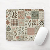 Tapis De Souris Vert Patchwork rose rose Floral Design Quilé (Avec souris)