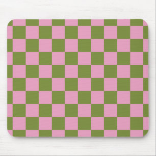 Tapis De Souris Vert rose À damiers En vichy Motif