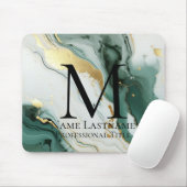 Tapis De Souris Vert sarcelle Monogramme (Avec souris)