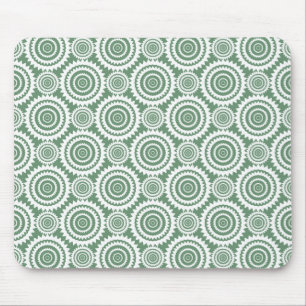 Tapis De Souris Vert sauge et motif de cercles élégants en blanc