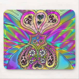 Tapis De Souris Vêtements Cadeaux Fleurs Cœurs Psychédéliques Rétr