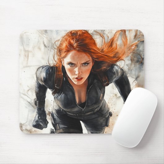 Tapis De Souris Veuve noire : furtivité et force Marvel Mousepad (Avec souris)