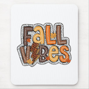 Tapis De Souris Vibes Automne Feuilles Citrouille Épice Thanksgivi