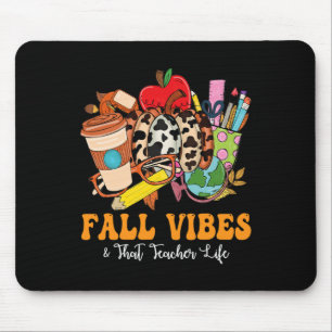 Tapis De Souris Vibes d'automne que la vie d'enseignant Leopard Ci