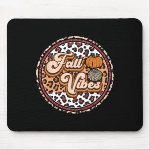 Tapis De Souris Vibes d'automne Retro Vintage Leopard Cercle Citro