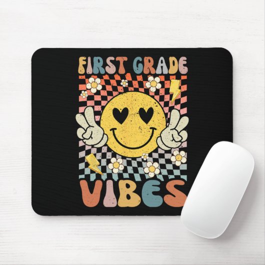 Tapis De Souris Vibes de première année 1ère année Retro Enseignan (Avec souris)