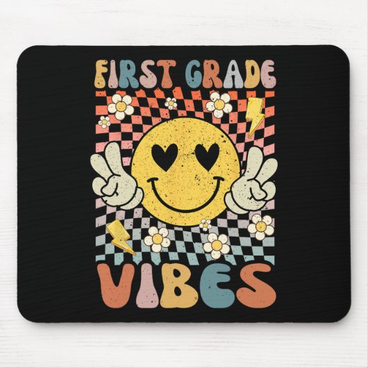 Tapis De Souris Vibes de première année 1ère année Retro Enseignan (Devant)