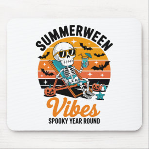 Tapis De Souris Vibes d'été Éffrayante année ronde Halloween Spook