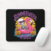Tapis De Souris Vibes d'étéween Squelette Flamant Rose Halloween e (Avec souris)