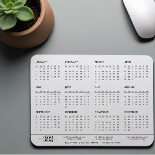 Tapis De Souris Vibes minimalistes blanches 2024 Calendrier monogr