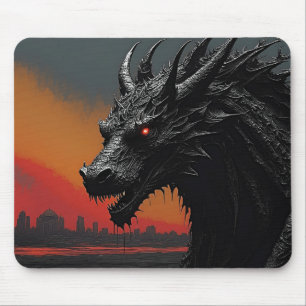 Tapis De Souris Vibes mythiques - Dragon Noir