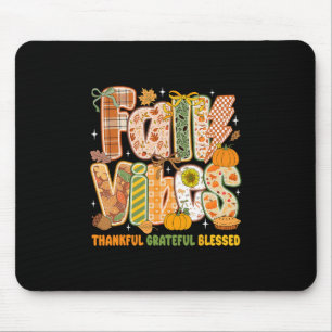 Tapis De Souris Vibes Rétro d'Automne Reconnaissant Grateful Bénie