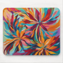 Vibrant Abstrait Fleurs Pad Souris