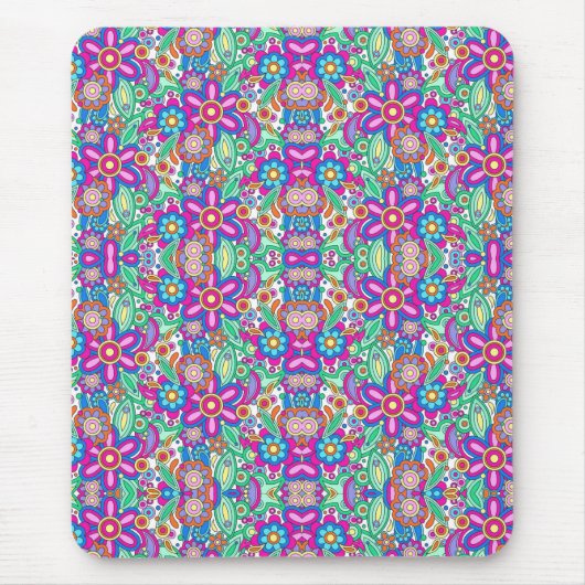 Tapis De Souris Vibrant mouse pad with a symmetrical floral (Devant)