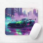 Tapis De Souris Vibrant Neon Hyper Car Mousepad (Avec souris)