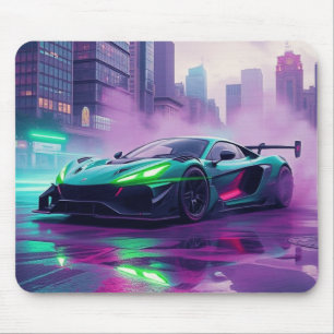 Tapis De Souris Vibrant Neon Hyper Car Mousepad