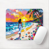 Tapis De Souris Vibrant Sunset Abstract Beach Scene   (Avec souris)