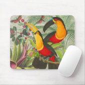 Tapis De Souris Vibrant Tropical Toucan Birds Art Exotic Jungle (Avec souris)