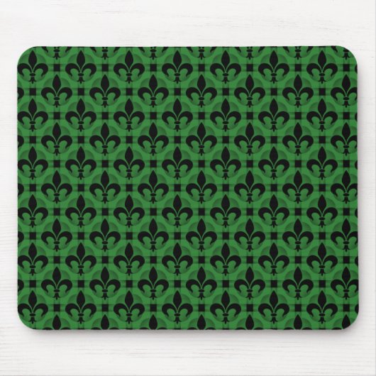 Tapis De Souris Vibrant Vert Fancy Fleur de lis Mousepad (Devant)