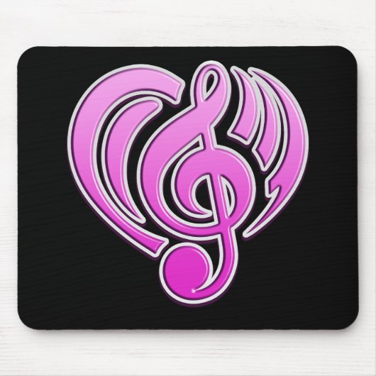 Tapis De Souris Vibrations Amour musical Coeur rose Note DJ (Devant)