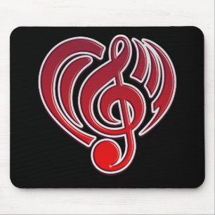 Tapis De Souris Vibrations Amour musical Coeur rouge Musique Note