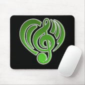 Tapis De Souris Vibrations Amour Musical Coeur Vert Musique Note D (Avec souris)