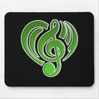 Vibrations Amour Musical Cœur Vert Note De Musique