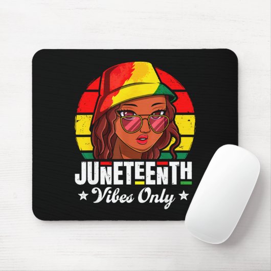 Tapis De Souris Vibrations Juneteenth uniquement femmes afro-améri (Avec souris)