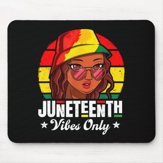 Tapis De Souris Vibrations Juneteenth uniquement femmes afro-améri (Devant)