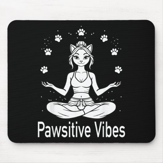 Tapis De Souris Vibrations Pawsitives Chat Drôle de Chat Méditatio (Devant)