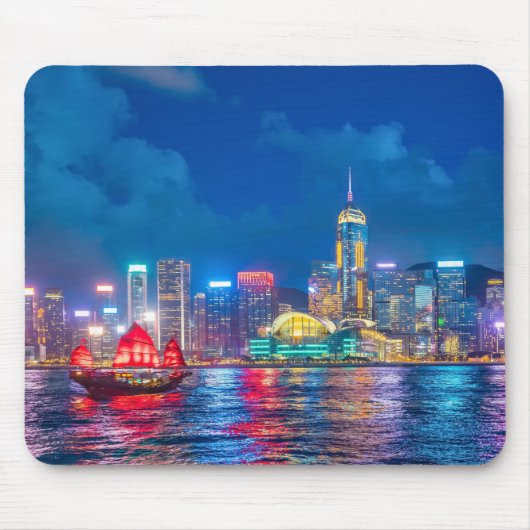 Tapis De Souris Victoria Harbour & Hong Kong Skyline à la nuit (Devant)