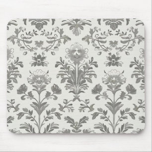 Tapis De Souris Victorien Damas Floral Blanc Vintage