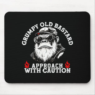 Tapis De Souris Vieille approche grincheuse avec singe de prudence