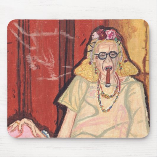 Tapis De Souris vieille dame et cigare (Devant)