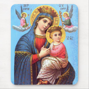Tapis De Souris Vierge Marie béni et enfant Jésus de nourrisson