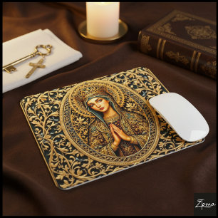 Tapis De Souris Vierge Marie Révérence Dorée