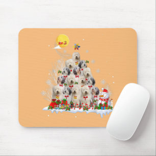Tapis De Souris Vieux anglais Chien à chien Reindeer Pine Noël
