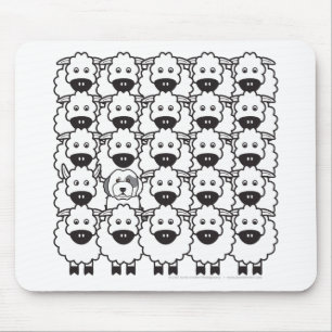 Tapis De Souris Vieux chien de berger anglais chez les moutons