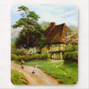 Tapis De Souris Vieux cottage anglais Mousepad de pays