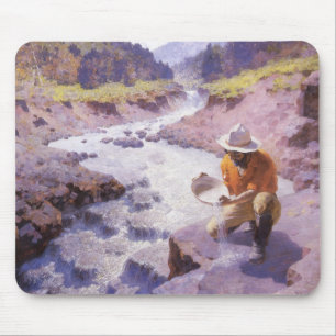 Tapis De Souris Vieux Cowboy, Cherchant de l'Or, Wyoming par Leigh