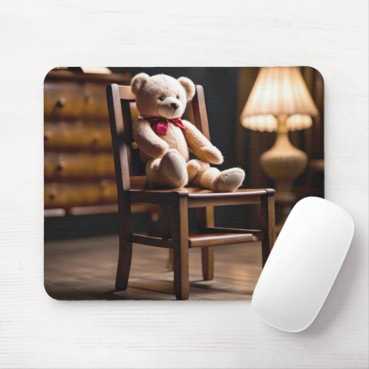 Tapis De Souris Vieux Ours En Teddy Sur Une Chaise (Avec souris)