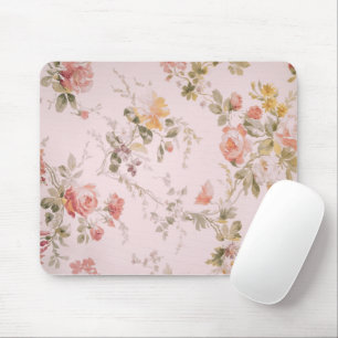 Tapis De Souris Vieux papier peint rose floral Pad
