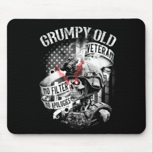 Tapis De Souris Vieux Vétéran Grincheux Humour Militaire Patriotiq