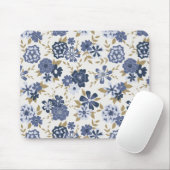 Tapis De Souris Vignes illustrées de fleurs de vectoriels bleus (Avec souris)