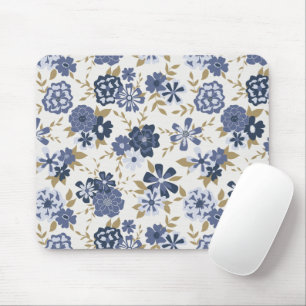 Tapis De Souris Vignes illustrées de fleurs de vectoriels bleus